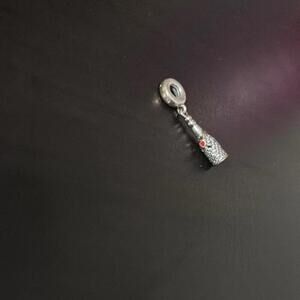 Pandora celebration time Elegant Silver and Red Charm champagne bottle Pendant